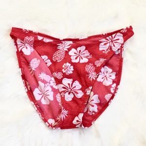 MALIBU Floral Red Bikini Bottom Size L. NWT